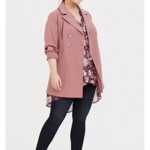 NWT Torrid A-Line Trench Coat Double Breasted Womens Plus Size 4X Pink 12188847
